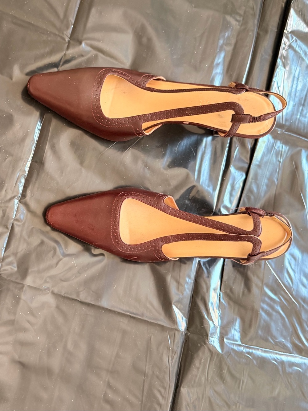 Ralph Lauren leather sling-back, 2.5” heels